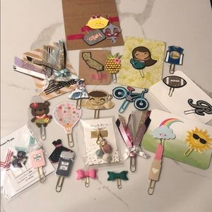 Lot of Planner clips and Peach Pom charm